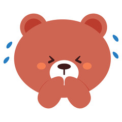 hand drawing cartoon bear crying. cute animal doodle sticker