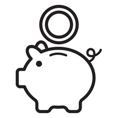 piggy bank icon. Piggy bank with coin vector icon