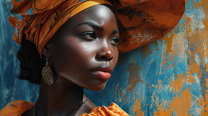 A portrait of a beautiful african woman with a serious face expression. Striking, determined and captivating.