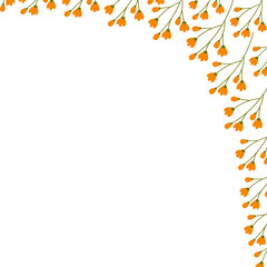 Abstract floral corner frame border with blossom brunches. Design concept for springtime greetings