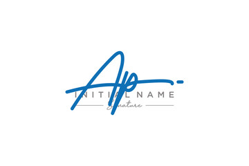 Initial AP signature logo template vector. Hand drawn Calligraphy lettering Vector illustration.