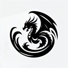 black and white tattoo dragon, icon dragon, logo dragon, logo dragon black and white, symbol dragon