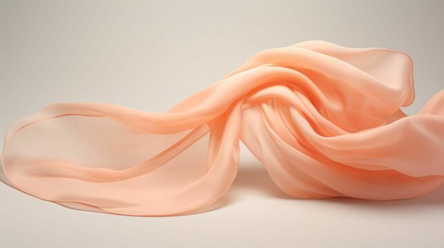 Minimalistic view of a lightweight silk scarf in a peach fuzz shade, offering both comfort and style.