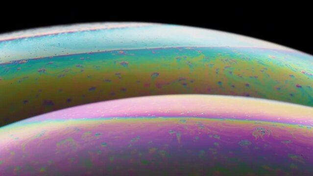Multicolored macro pattern of a soap bubble. Abstract background. 