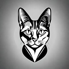 Obraz premium Abyssinian cat vector-style logo art with Sharp lines and solid color