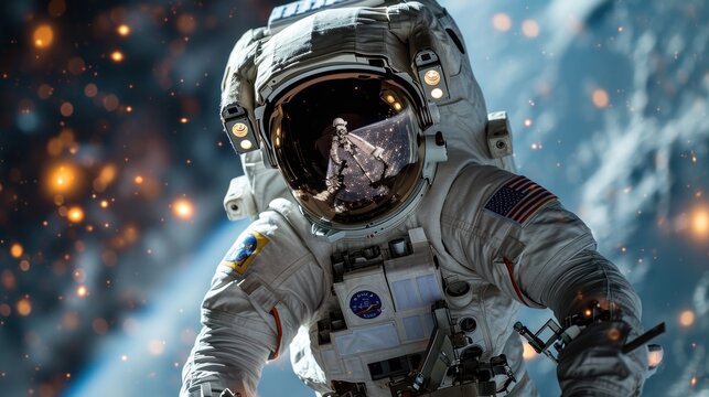 Infinite Exploration: Astronaut Floating in Galaxy - Cosmic Adventure Image. Generative AI