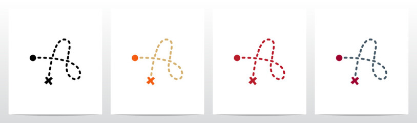 Treasure Map Trail X Mark The Spot Letter Logo Design A