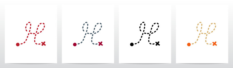 Treasure Map Trail X Mark The Spot Letter Logo Design H