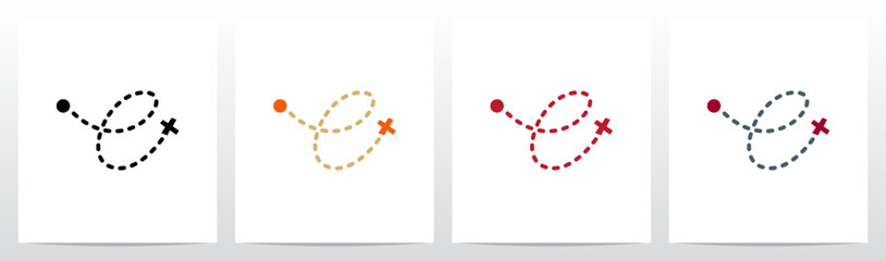 Treasure Map Trail X Mark The Spot Letter Logo Design E