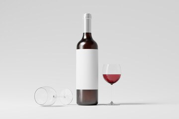 Elegant Red Wine Bottle Mockup