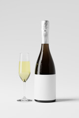 Sparkling Wine Bottle with blank Labels