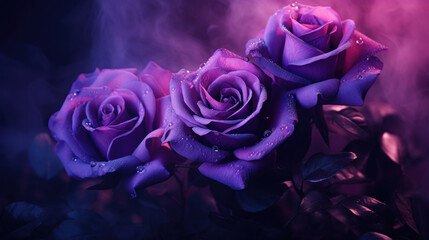 Purple roses on dark background
