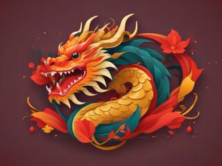 chinese new year, chinese style dragon statue, iconic dragon, wallpaper dragon, red dragon, dragon wood, ilstration dragon, sio naga, imlek tahun baru - obrazy, fototapety, plakaty