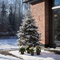 Christmas tree outside in winter 