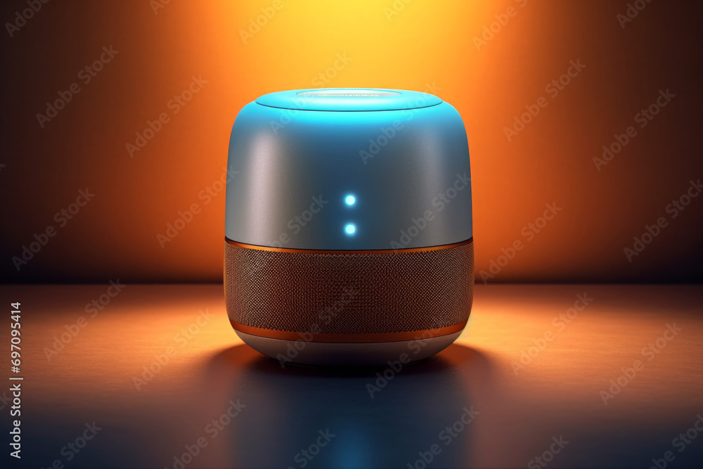 Poster smart speaker. background with selective focus and copy space