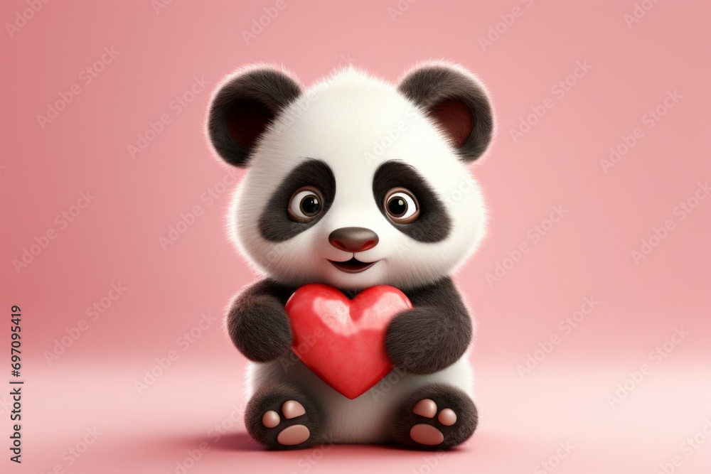 Poster cute panda. background with selective focus and copy space