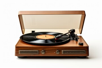 Retro Vinyl record player. Vintage nostalgia concept. Background with selective focus and copy space