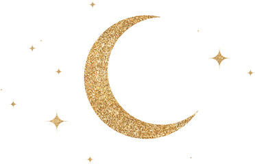 Gold Glitter Constellation With Crescent Moon
