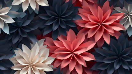 flower pattern inspired by origami - obrazy, fototapety, plakaty