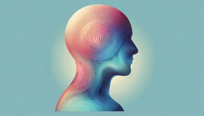AI Empathy: Serene figure in calming gradients embodies the intersection of AI and mental health.