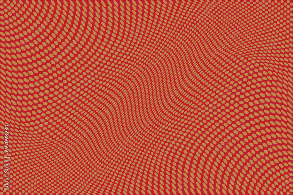 Poster pop art background vector. design dots halftone effect gradient gold on red background. design print