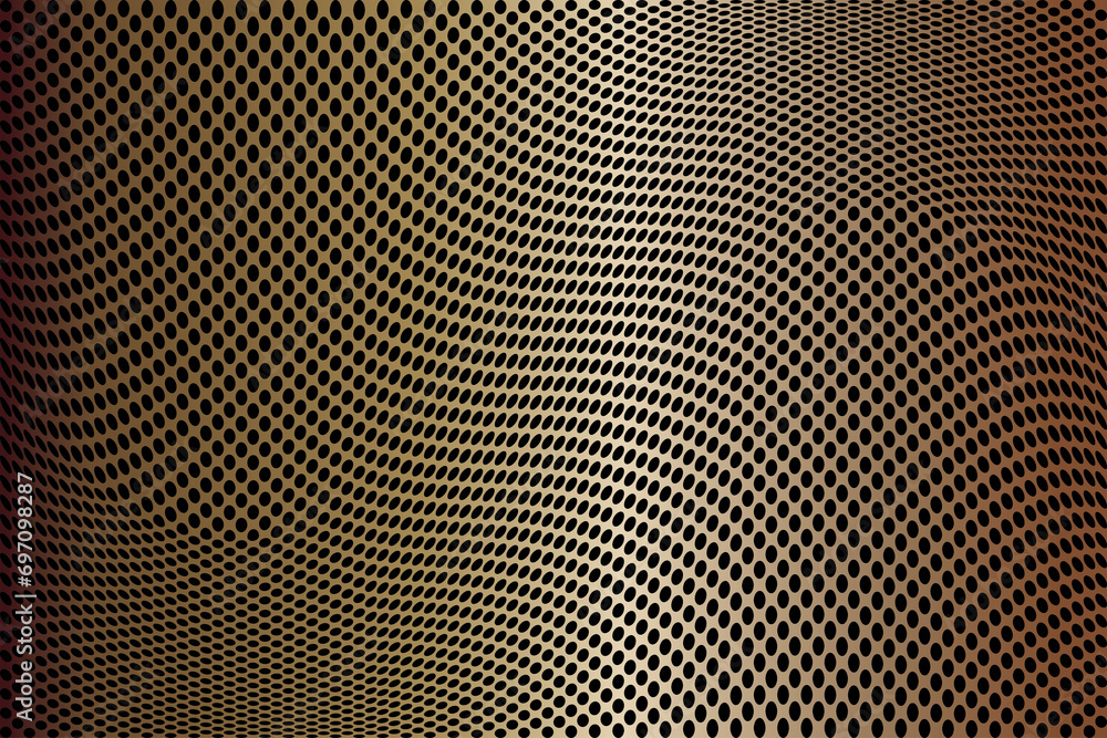 Poster pop art background vector. design dots halftone effect gradient gold on black background. design pri