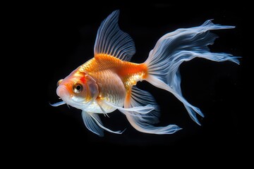 Tranquil goldfish swimming in an aquarium, depicting serenity and beauty in simplicity.