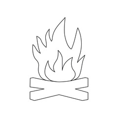Continuous bonfire drawing, single-line art, and outline minimalistic style vector art illustration