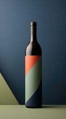 A trendy wine bottle with a bold, colorful design. Generative AI.
