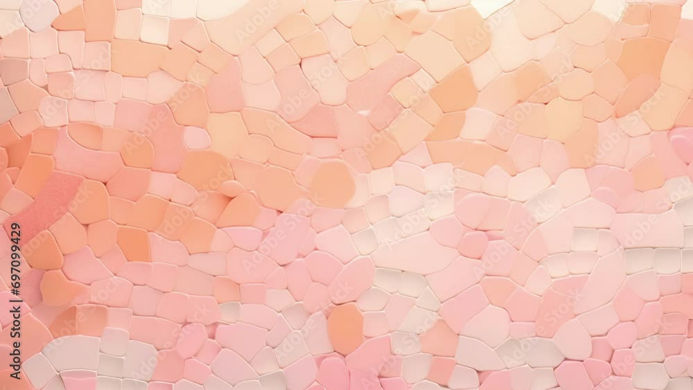 Poster minimalistic view of a pastel peach fuzz mosaic pattern, combining playful and sophisticated element
