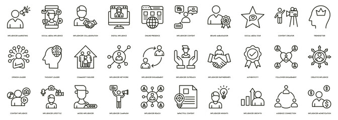 Influencer vectors icon illustration for Influencer Marketing, Social Media Influence, Influencer Collaboration, Digital Influence and Online Presence - obrazy, fototapety, plakaty