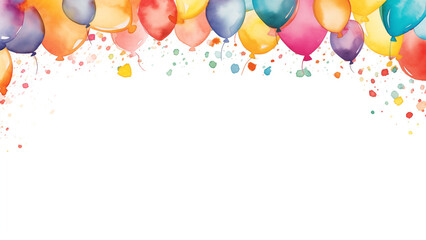 Watercolor Birthday Border Vector on White Background