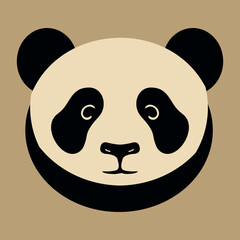 Calming logo icon of a panda head in calm beige tones. Vector illustration.