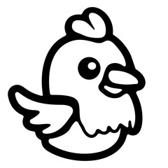 Simple linear coloring chicken logo icon. Vector icon