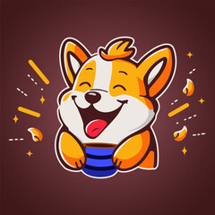 Corgi logo mascot for a football team logo or game team logo or chocolate factory. Vector cartoon illustration.