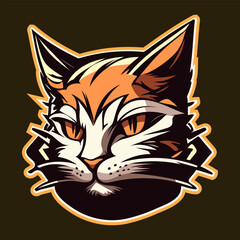 Cat logo mascot for a football team logo or game team logo. Vector illustration.