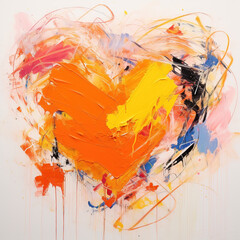 Abstract Painting Heart Light Orange Valentine