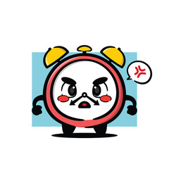 angry cute clock mascot. cute vector cartoon mascot.
