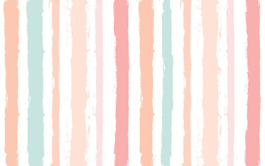 Hand drawn striped pattern, pink, orange and green girly stripe seamless background, childish pastel brush strokes. vector grunge stripes, cute baby paintbrush line backdrop
 - obrazy, fototapety, plakaty