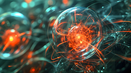 Quantum Nuclear Fusion Entanglement Illustration, AI Generative
