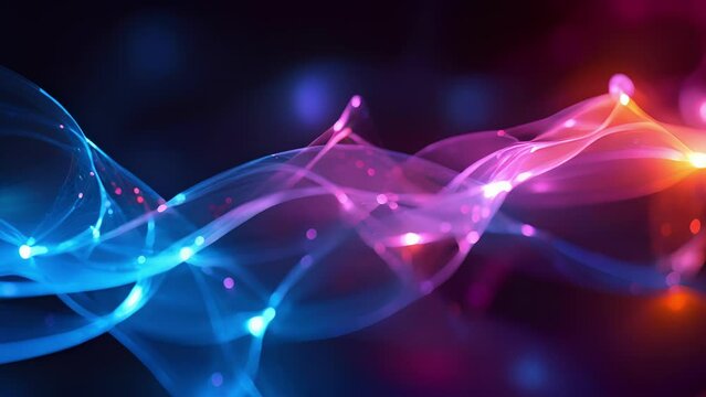 An upclose of two particles entangled and interacting, illustrating the elusive and mysterious nature of quantum mechanics and how it intertwines with the theory of general relativity