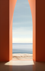 The archway opens up to a tranquil ocean scene, inviting the viewer to step into a world of calmness and serene beauty.