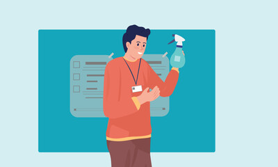 Checking label cleaning items, Cleaning products, label checking 