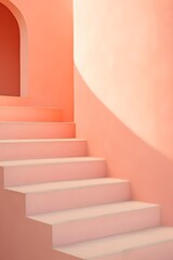 minimal pink stairs with sunlight going up, concept images