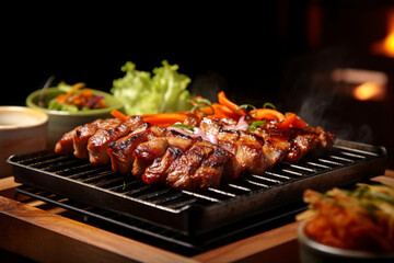 Korean Samgyeopsal BBQ is served. (Generative AI)