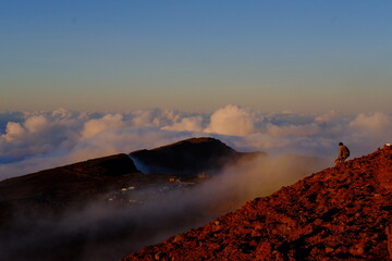 Volcano mountain and sea of cloud