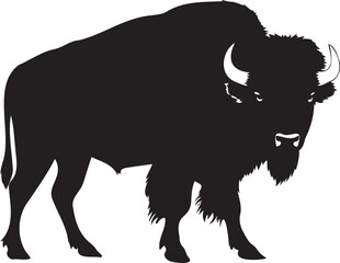Bison silhouette animal on white background