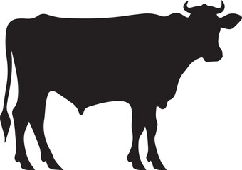 silhouette of a cow on white background