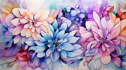 Fototapeta na wymiar Flowers rendered in watercolor abstraction.