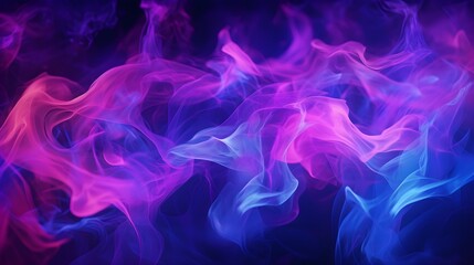 Fototapeta na wymiar Fluid waves of neon smoke create a hypnotic and rhythmic abstract background.